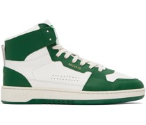White & Green Dice Hi Sneakers