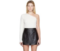 White Asymmetric-Sleeve Sweater