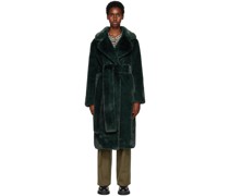 Green White Label Belted Faux-Fur Coat