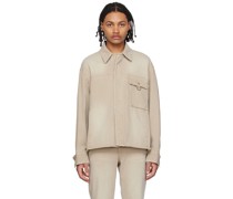 Beige Pocket Denim Shirt