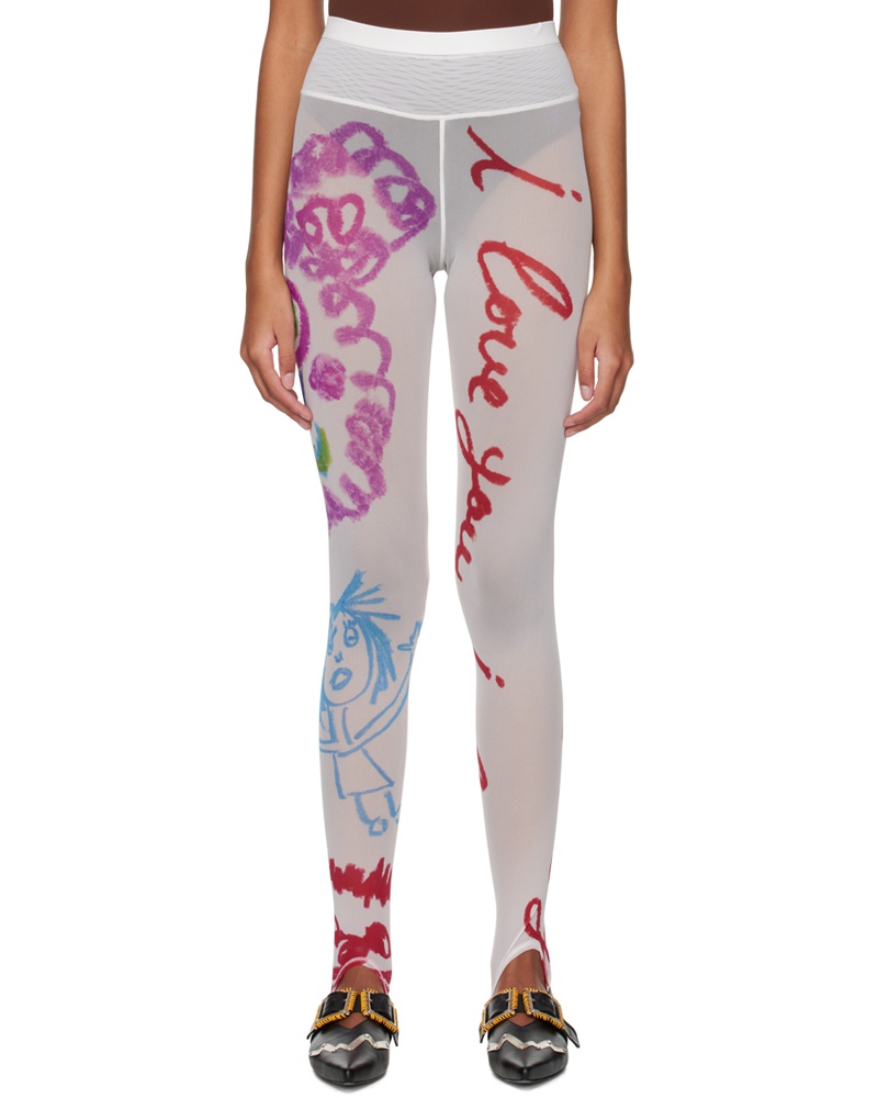 CHOPOVA LOWENA Damen White 'I Love You' Leggings