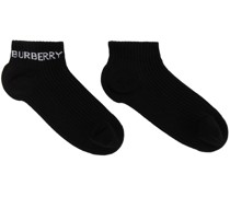 Black Intarsia Logo Ankle Socks