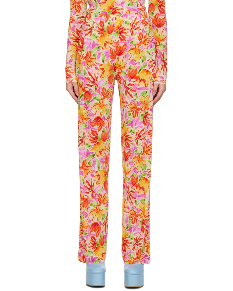 Dries van Noten Damen Yellow Floral Trousers