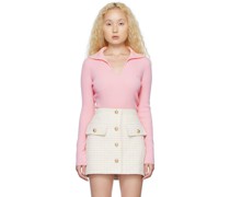 Pink Knit V-Neck Sweater