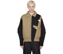 Black & Beige Paneled Jacket