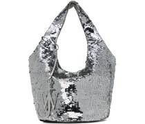 Silver Mini Sequin Shopper Bag