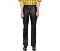 Black Crystal Leather Trousers