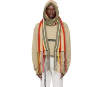 Gray & Red Stripe Hooded Scarf