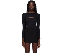 Black Slit Bodysuit