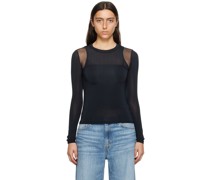 Black Contrast Mesh Long Sleeve T-Shirt