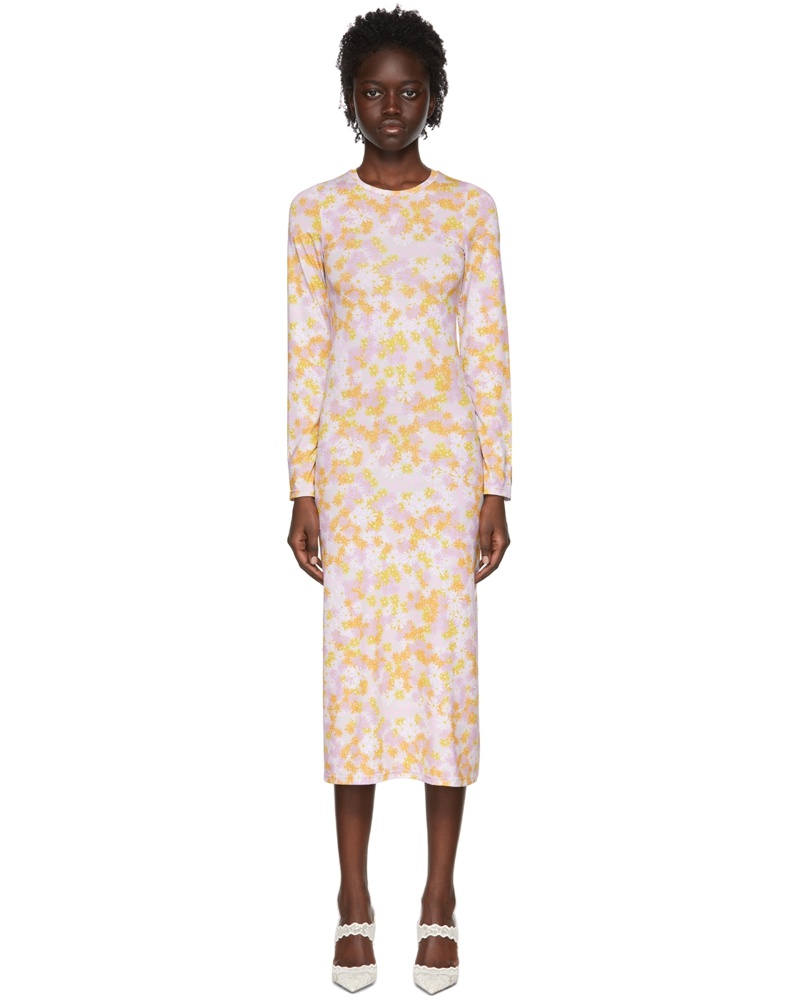Rokh Damen Pink Polyester Mid-Length Dress