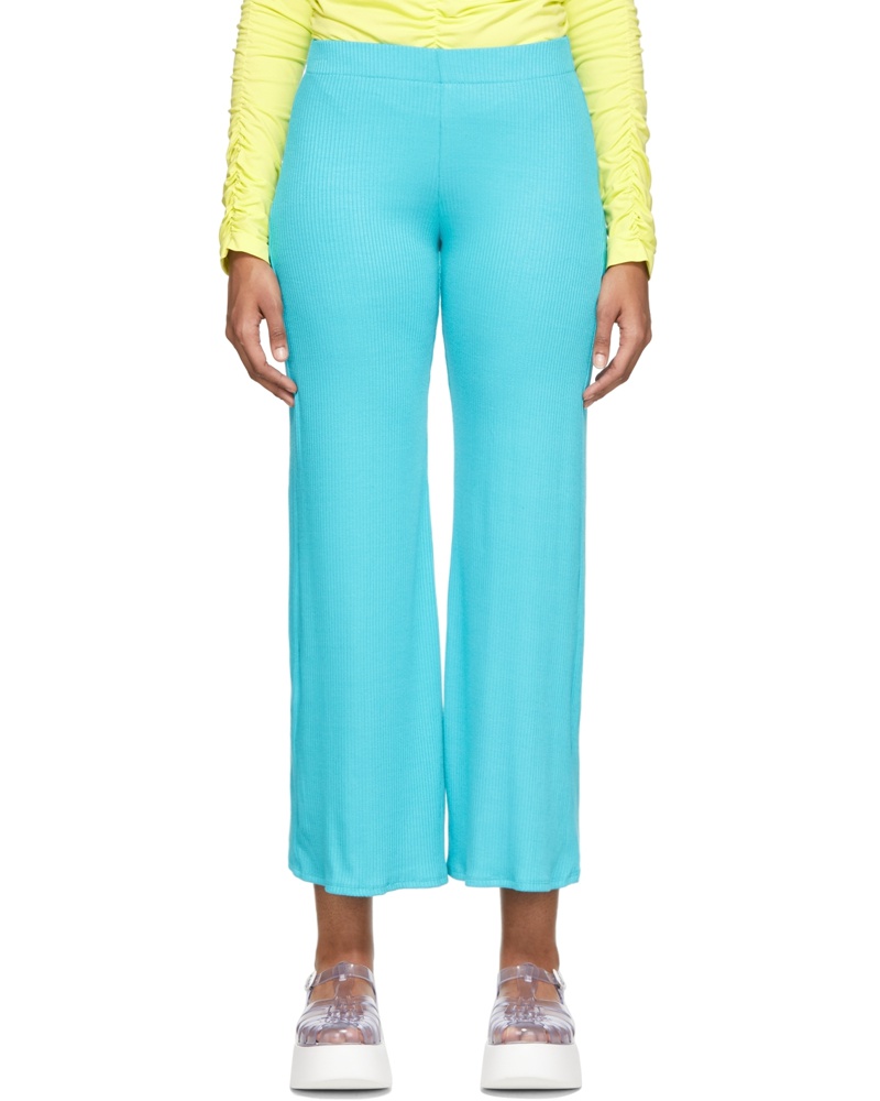 Simon Miller Damen Blue Wide Long Fine Rib Marek Lounge Pants