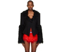 Black Patchwork Faux-Fur Jacket