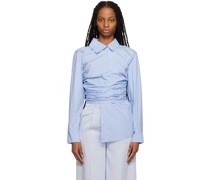 Blue Draped Blouse