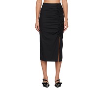 Black Drapey Midi Skirt