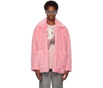 Pink Hand-Painted Faux-Fur Jacket
