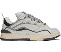 White & Gray Wave Golden Sneakers