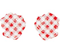 Red & White Rose Earrings