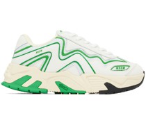 White & Green Vortex Sneakers