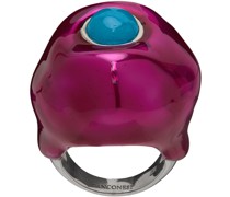 Silver & Pink Lava Cocktail Ring