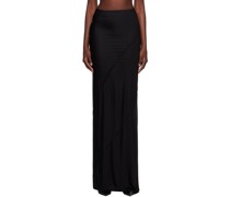 Black Pinched Seams Maxi Skirt