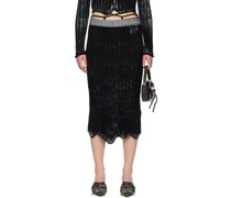 Black Asymmetric Midi Skirt