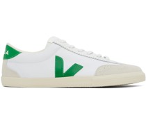White & Green Volley Canvas Sneakers