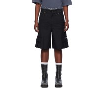 Black Cropped Cargo Shorts