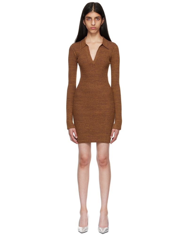 Helmut Lang Damen Brown Marl Knit Minidress