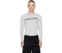 Gray Printed Long Sleeve T-Shirt