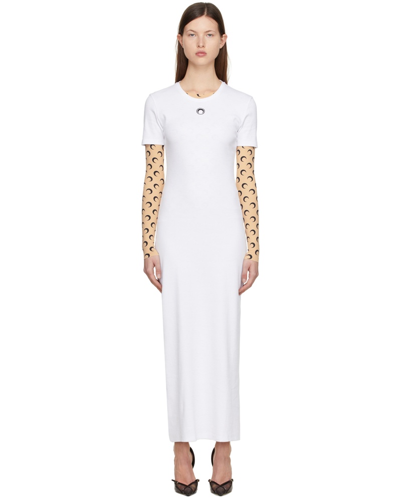Marine Serre Damen White Cotton Logo Midi Dress