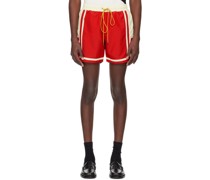 Red & Off-White Moonlight Shorts