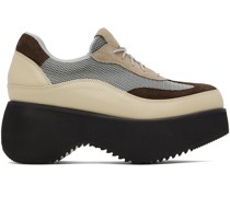 Beige & Brown Platform Sneakers