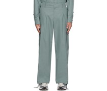 Blue Pleated Cargo Pants