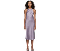 Purple Silk Backless Halter Dress