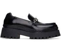 Black 'The Leather Barcode Monogram' Loafers