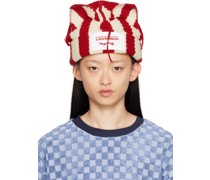 Red & Off-White Striped Ears Beanie