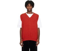 Red Shaggy Bear Vest