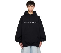 Black Embroidered Hoodie