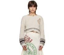 Beige Argyle Cropped Sweater