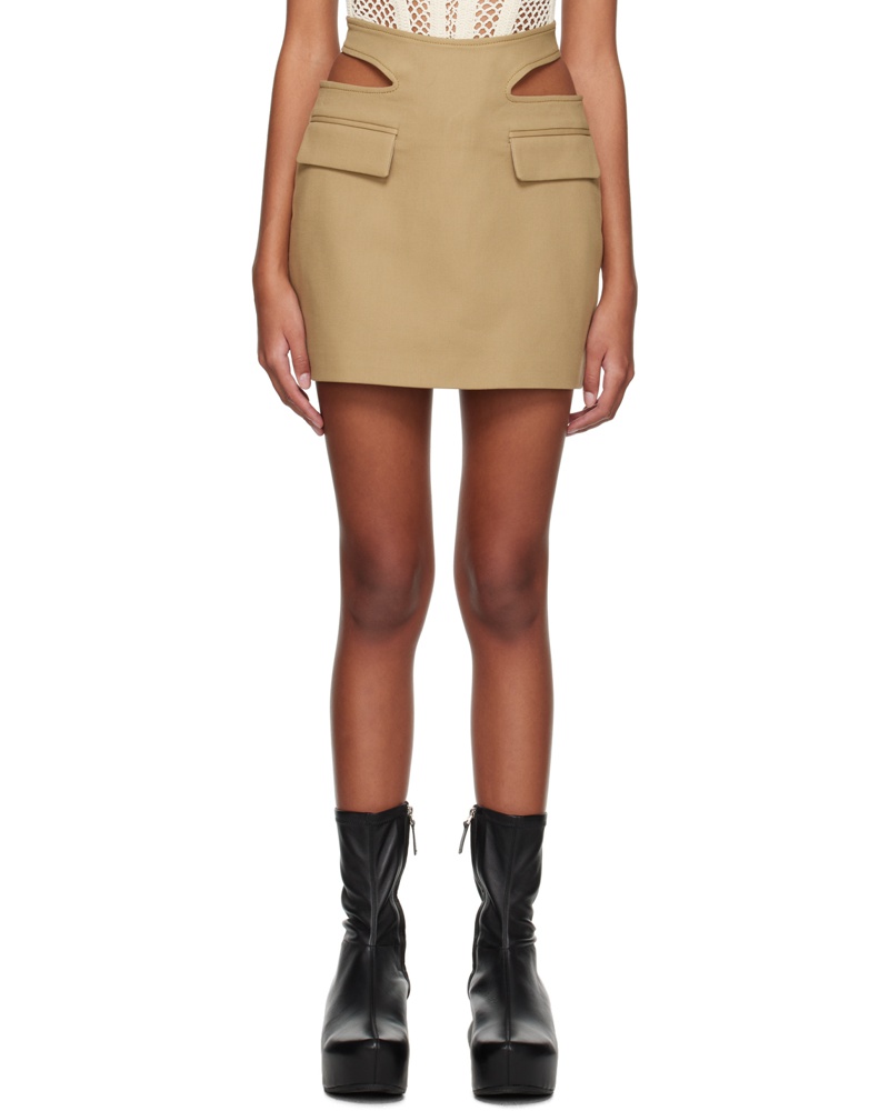 Dion Lee Damen Khaki Y Front Buckle Miniskirt