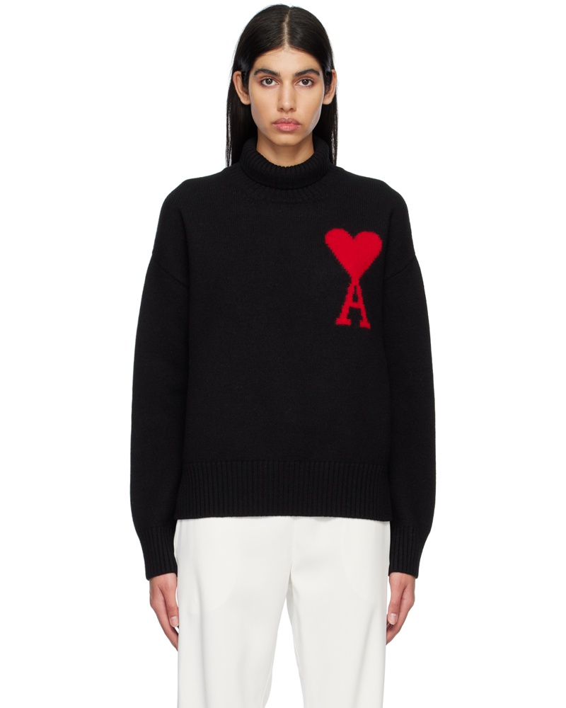 Ami Damen Black Ami de Cœur Turtleneck