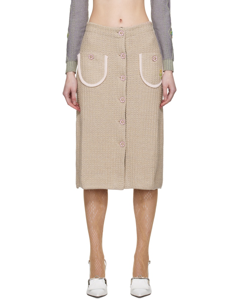 CORMIO Damen Beige Lucia Midi Skirt
