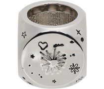 Silver Logo & Graphic Dice Ring