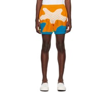 Orange & Blue Intarsia Shorts