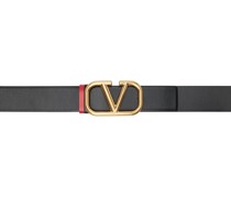 Reversible Black & Red VLogo Belt