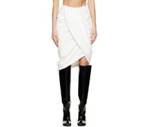 White Ruched Midi Skirt