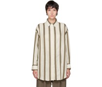 Off-White & Taupe Wide Stripes Shirt