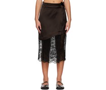 Brown Paneled Midi Skirt