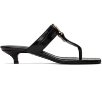 Black 'The Belted Croco' Heeled Sandals